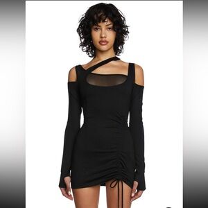 DollsKill Poster Grl Drop a Name Long Sleeve Mini Dress - BLACK, SZ SMALL 🖤 NWT